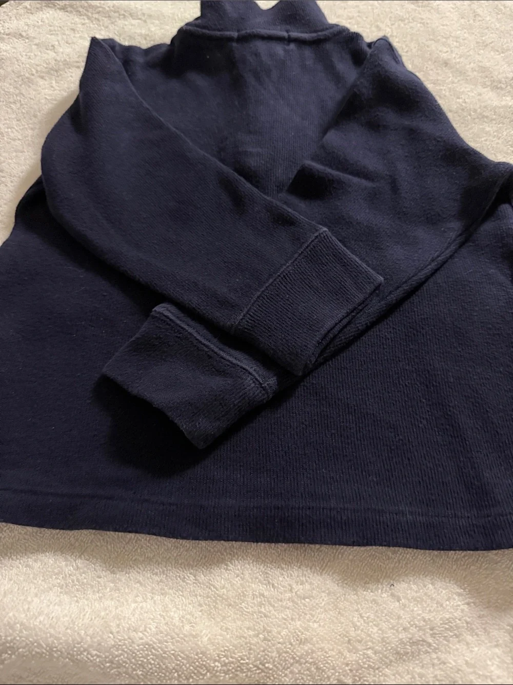 Ralph Lauren Men’s Navy Quarter-Zip Sweater with Red Pony